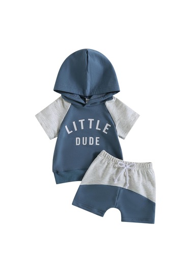 Mavi Bebek Erkek Yaz Giysileri Kıyafetler Mektup Baskı Kontrast Renk Kapşonlu Kısa Kollu Üstler Ve Şort 2 Adet Takım Elbise Mavi Mavi Bebek Erkek Yaz Giysileri Kıyafetler Mektup Baskı Kontrast Renk Kapşonlu Kısa Kollu Üstler Ve Şort 2 Adet Takım Elbise Mavi