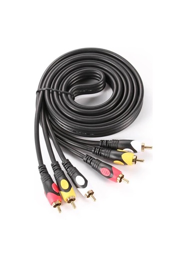 Koodmax - 3rca Erkek To 3 Rca Lale Tos Scart Kompozit Ses Video Av Kablosu - 1.8 Metre
