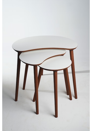 Berlin 3'lü Zigon Sehpa &100 Mdf Beyaz