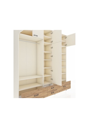 Hyperion Dolap 18 Raflı 4 Çekmeceli Tek Askılı 220x44x243 Aytaşı-aytaşı/çam Aytası/atlas Çam