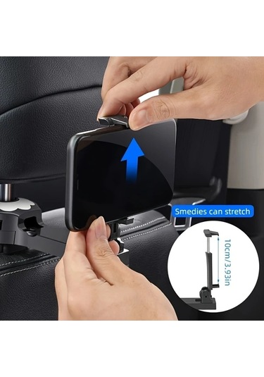 Besthome1 Araba Çok Fonksiyonlu Akıllı Telefon Tutucu Arka Koltuk Başlığı Askılı Katlanır Organizer Gümüş