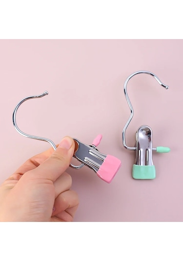 Açık Yeşil-5pcs-6/1pcs Kancalı Nemli Yerleşimler Rüzgar Geçirmez Klipler Paslanmaz Çel Kurutma Askısı Renkli Ev Gereçleri 47128381