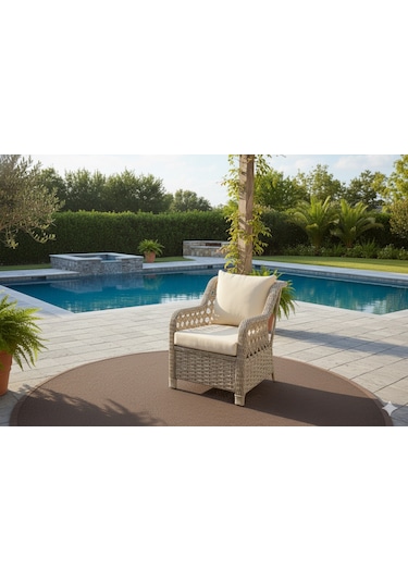 Lüks Rattan Oturma Ve Yemek Seti 7 Kişilik - Bahçe/balkon Krem