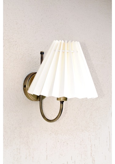 Pileli Başlıklı Duvar Apliği Eskitme Gold Krem