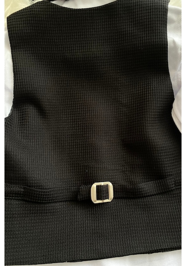 Matrix Yelekli Zincirli Erkek Çocuk Takım Elbise Siyah