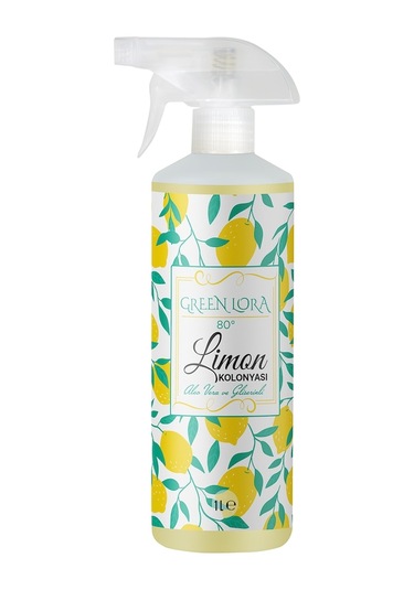 Green Lora 80 Derece Aloe Vera ve Gliserinli Limon Kolonyası Sprey Pet Şişe 1 L