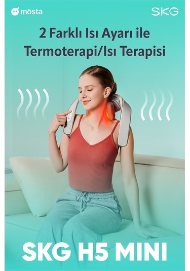 Skg H5 Mini Taşınabilir Omuz Ve Boyun Masaj Aleti, 6d Shiatsu Masaj Terapisi, Termoterapi Gri