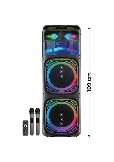 80w Çift Mikrofonlu 12x2 Woofer Ledli Bluetooth Hoparlör Bts-160-118597