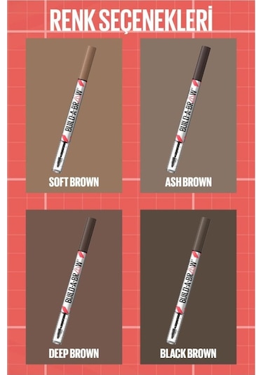 Maybelline New York Build A Brow 2in1 Kaş Kalemi ve Jeli Ash Brown