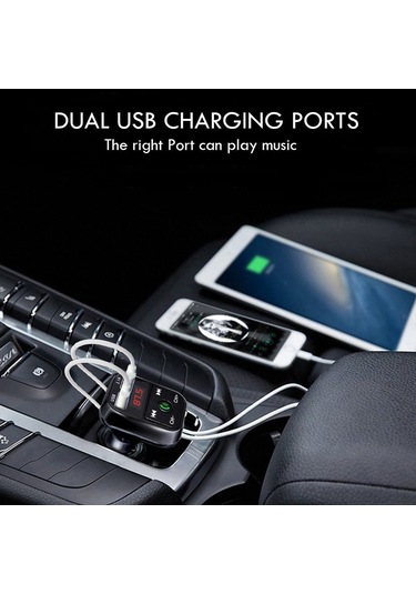 Xindoker Araç İçin Bluetooth免提 Müzik Çalar, 2.1a Usb Şarj Cihazı, Fm Transmitter, Tf Kart Desteği