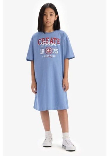DeFacto Kız Çocuk Oversize Geniş Kalıp Bisiklet Yaka Baskılı Kısa Kollu Yazlık Elbise E5805A825HSBE418 DeFacto Kız Çocuk Oversize Geniş Kalıp Bisiklet Yaka Baskılı Kısa Kollu Yazlık Elbise E5805A825HSBE418