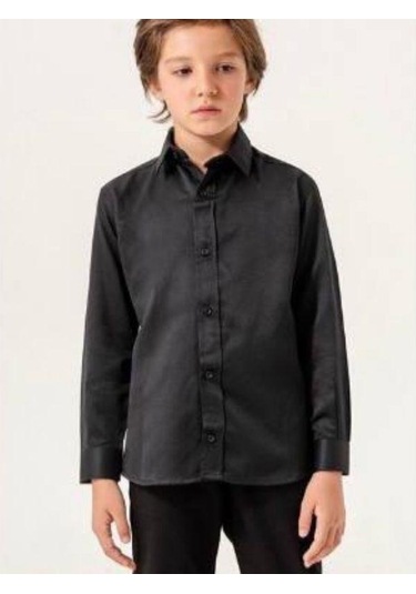 Erkek Çocuk Dik Yaka Gömlek-13846 Siyah