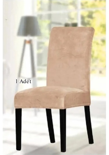 StarMall Ipek Kadife Sandalye Kılıfı Sandalye Örtüsü Lastikli Standart 1 Adet Bej
