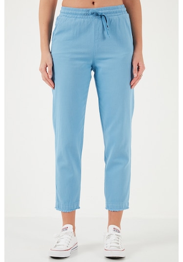 Lela Pamuklu Normal Bel Regular Fit Düz Paça Bayan Pantolon 668Yp42282S4 Mavi