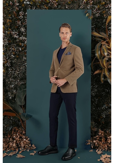 C 653 Slim Fit Camel Spor Ceket CAMEL