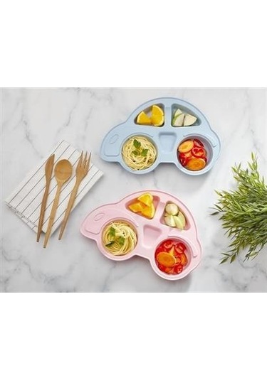 Bebekler İçin Araba Şeklinde Sevimli Mama Tabağı Çocuk Tabldot Çok Renkli