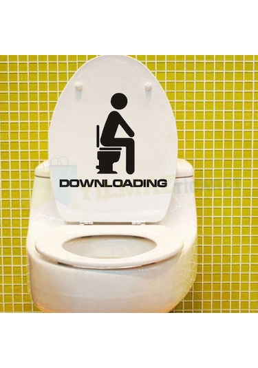 Yılmazetic Downloading Wc Klozet Yapıştırma Banyo Sticker 40 x 35 CM
