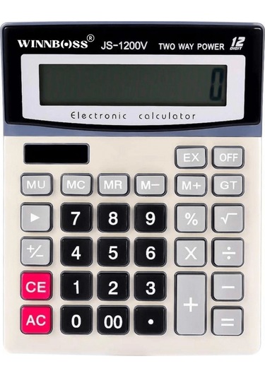 12 Haneli Geniş Lcd Ekran, Pilli Büyük Düğmeli Hesap Makinesi