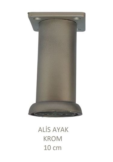 Alis Ayak, Baza Koltuk Dolap Ayağı, Plastik, Krom, 10 Cm, Vidalarıyla Mat Krom