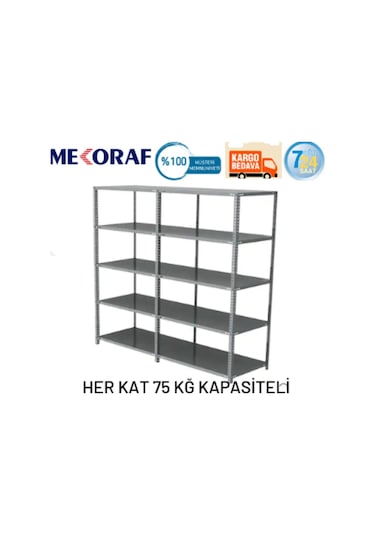 Mekoraf Mekoraf 31 X 93 2 Metre 5 Katlı 2 Ünite Raf Sistemi