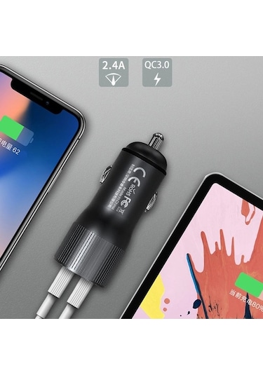 Createtech Usb Tarnish Serisi Şarj Retour Remax Rcc221 Qc3.0 Cihazı Çift Araç Pg