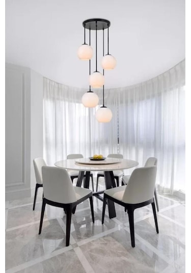 Mylights Modern Sarkıt Avize Beşli Avize Sarkıt Spor Avize Opal Camlı Salon Avize Opal