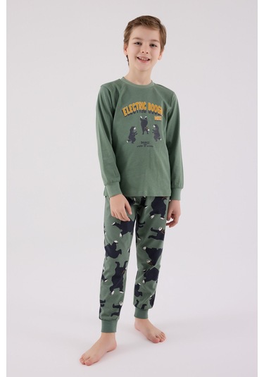 Rolypoly Erkek Çocuk Yeşil Pijama Takımı Rp3657-c-v2