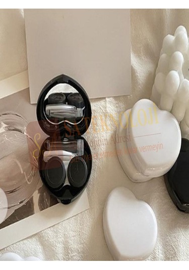 Lionsa Lens Kutusu Ve Takma Aparatı Seti Aynalı Kalp Kalp-siyah