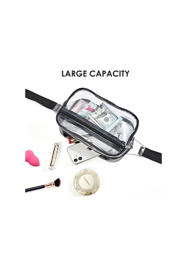 Fosenze Stadyum Onaylı Şeffaf Bel Çantası - Spor, Konser Ve Günlük Kullanım İçin Pratik Ve Su Geçirmez Siyah