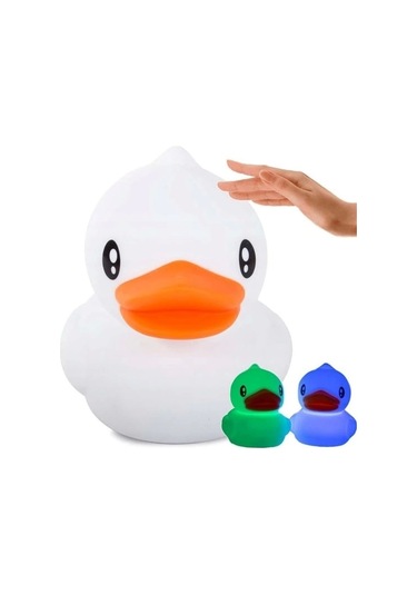 Sevimli Ördek Gece Lambası Dokunmatik Sensörlü Renkli Çocuklar Için Usb Şarjlı İthal Ürün Çok Renkli
