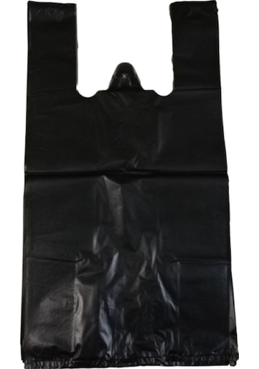 Kalbi Ticaret Siyah Poşet Kalın Orta Boy 28 x 50 CM 1 KG Hışır Atlet Poşet