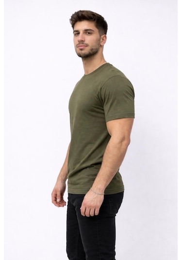 Axxel Erkek Haki Kısa Kollu Bisiklet Yaka T-shirt-d677 Haki