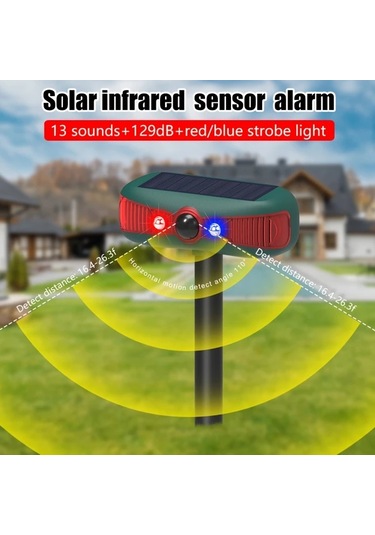 Motion003 2025 Yükseltme Ses Dalgası Teknolojili N911y Red 1pc Güneş Enerjili Hareket Algılamalı Bahçe Avlu Hayvan Kovucu Cihaz