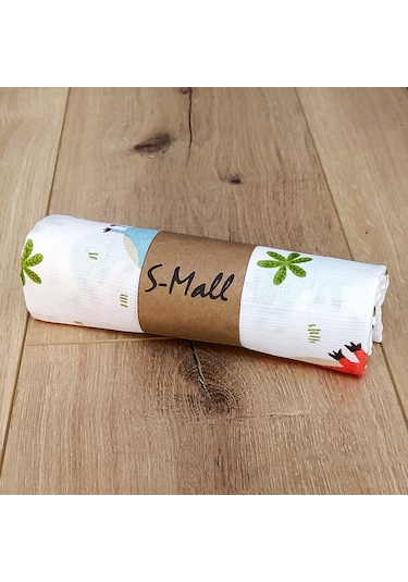 S-Mall Müslin Bebek Battaniyesi - Dinazor -Pamuk -75X85 Cm Çok Renkli