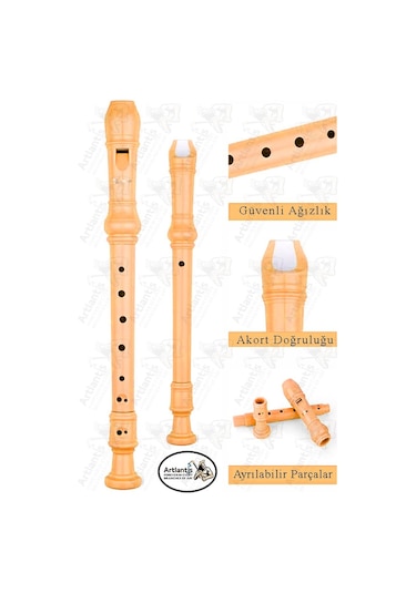 Flüt Blok 1 Adet Helvacıoğlu Renkli Blok Flüt Abs Plastik 3 Parça Kaliteli Net Ve Yüksek Ses Kalitesi Fülüt Turuncu