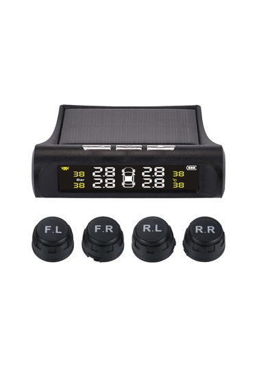 Araba Tpms Lastik Basıncı İzleme Sistemi İle 4 Harici Sensör Solar Şarj Hd Dijital Lcd Ekran Otomatik Alarm Sistemi