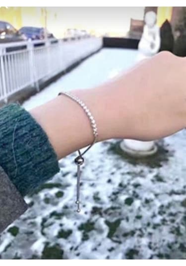 925 Ayar Gümüş Zirkon Taşlı Ayarlanabilir Suyolu Bileklik