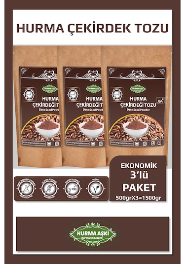 Hurma Aşkı Hurma Çekirdeği Tozu 500grx3 1500gr