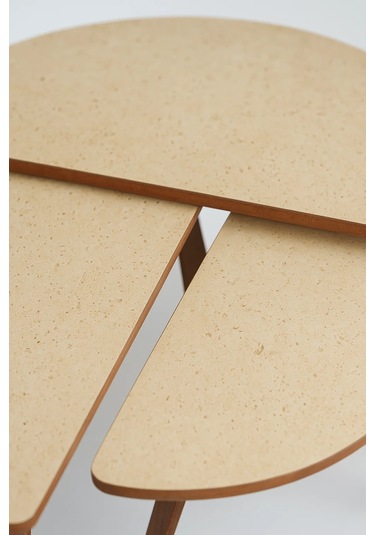 Roma 3'lü Zigon Sehpa %100 Mdf Yarım Ay Traverten