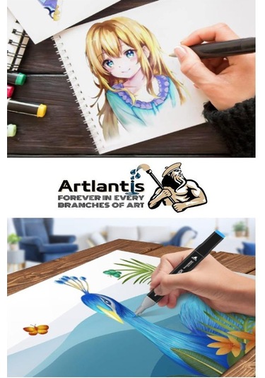 48 Adet Çift Taraflı Marker Kalem Çantalı 1 Paket 48 Renk Touch Markör Çift Uçlu Keçeli Kalem Sanat Tasarım Hobi