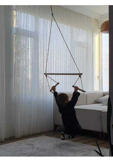 Trapez Ahşap Duyusal Salıncak 8mm İp 100kg Taşır Set Çocuk Aktivite Jimnastik Gelişim Salıncağı