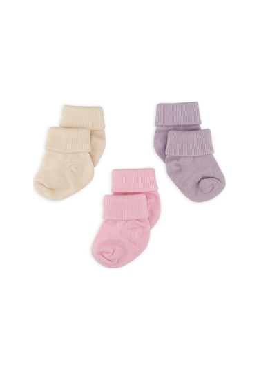 Novibaby 3'lü Bambu Yenidoğan Bebek Çorap I Sweet I 0-6 ay "Karışık Renkli"