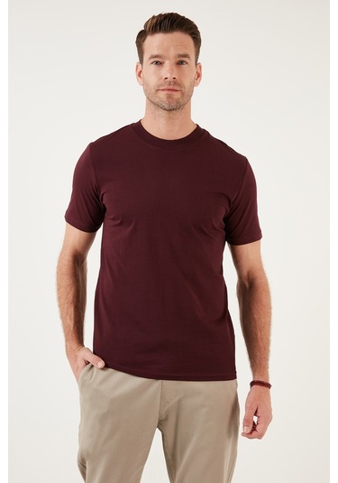 Buratti Pamuklu Regular Fit Bisiklet Yaka Basic Erkek T Shirt 59020201 Vişne