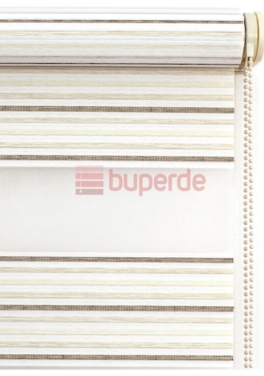 Buperde Krem Kahve Beyaz Renkli Pilise Pliseli Zebra Stor Perde