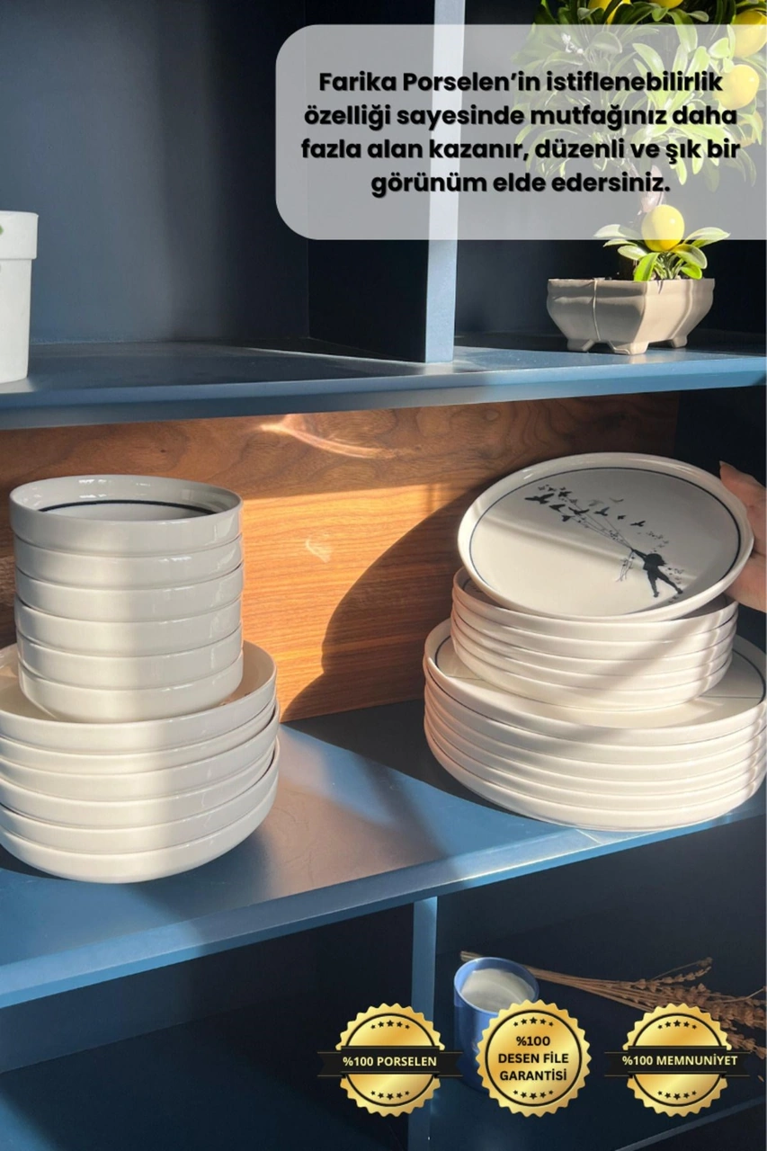 Düğüm 18 Parça 6 Kişilik Porselen Yemek Takımı Çok Renkli