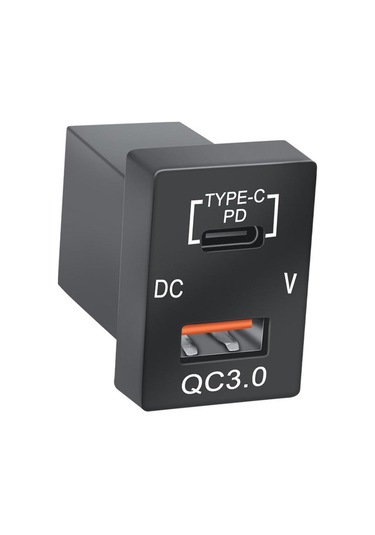 Mavi Pd Tip C Qc3.0 Usb Bağlantı Noktası Araç Hızlı Şarj Cihazı 12-24 V Voltmetre Toyota Için Led Araç Güç Adaptörü