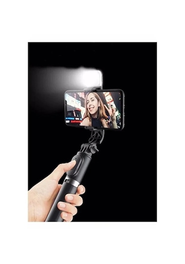 Led Işıklı Kablosuz Bluetooth Selfie Tripod 100 Cm Katlanabilir Monopod Telefon & Gopro Uyumlu