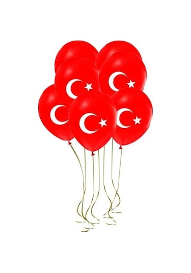 23 Nisan 29 Ekim Süsleme 50 Adet Ay Yıldızlı Balon Kırmızı