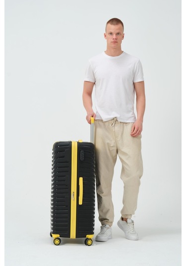 Keo-plus Siyah-sarı Büyük Boy Silikon Kırılmaz Pp Valiz Siyah - Sarı