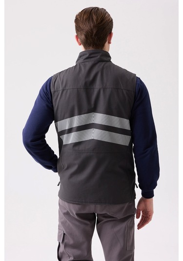 Salix İş Ve Outdoor Yelek - Çift Taraflı , Hafif, Fonksiyonel Cepli Füme